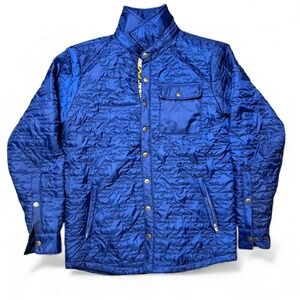 King Ranch Blue Puff Snap Quilted Shaket Shirt Jacket Mens Size Medium Lux Warm